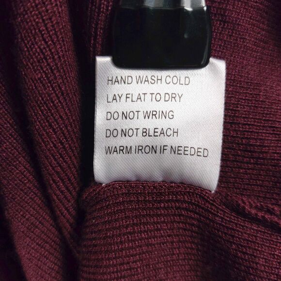 Belldini Plus 3X Top Burgundy Mock Neck Sweater Lace Chiffon Pleated Romantic - Picture 8 of 8